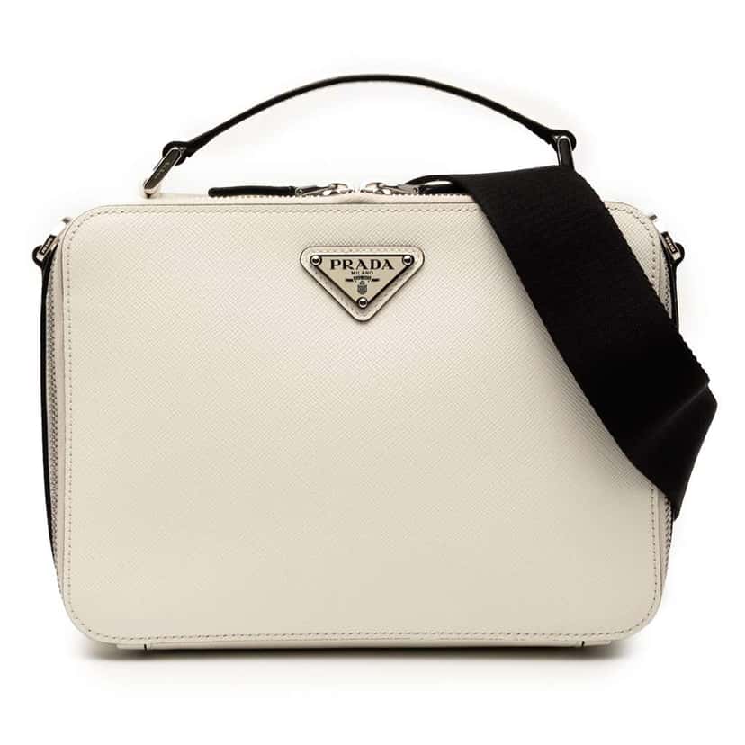 Prada Medium Saffiano Brique Satchel White Leather Good condition - Front View