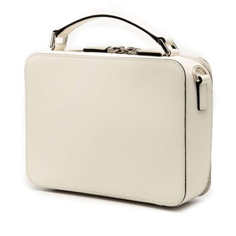 Prada Medium Saffiano Brique Satchel White Leather Good condition - Back View