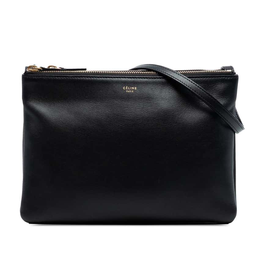 Celine Large Lambskin Trio Crossbody Black Leather Good condition - Front View