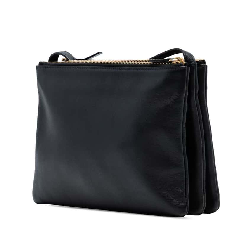 Celine Large Lambskin Trio Crossbody Black Leather Good condition - Back View