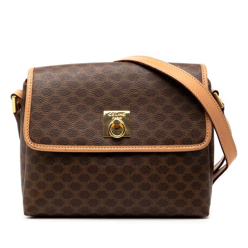 Celine Macadam Coated Canvas Crossbody Brown Canvas Good condition - Front View