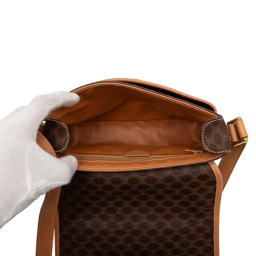 Celine Macadam Coated Canvas Crossbody Brown Canvas Good condition - Model View
