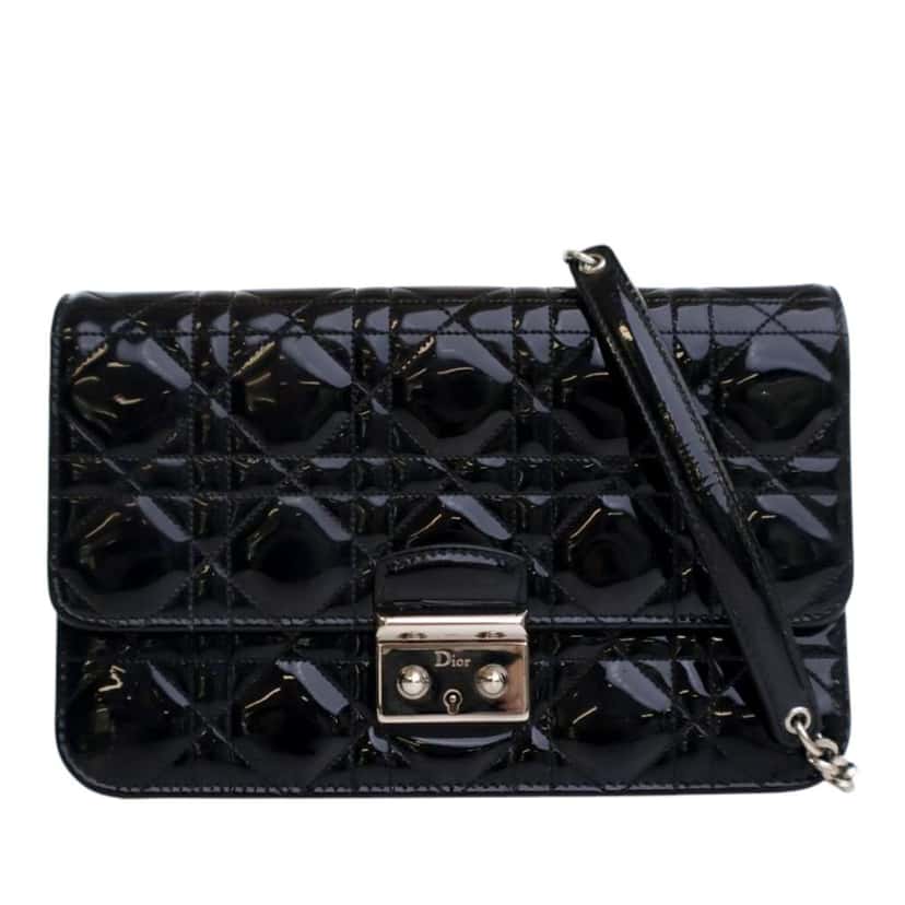 Dior Patent Cannage Miss Dior Promenade Crossbody Black Leather Good condition - Front View
