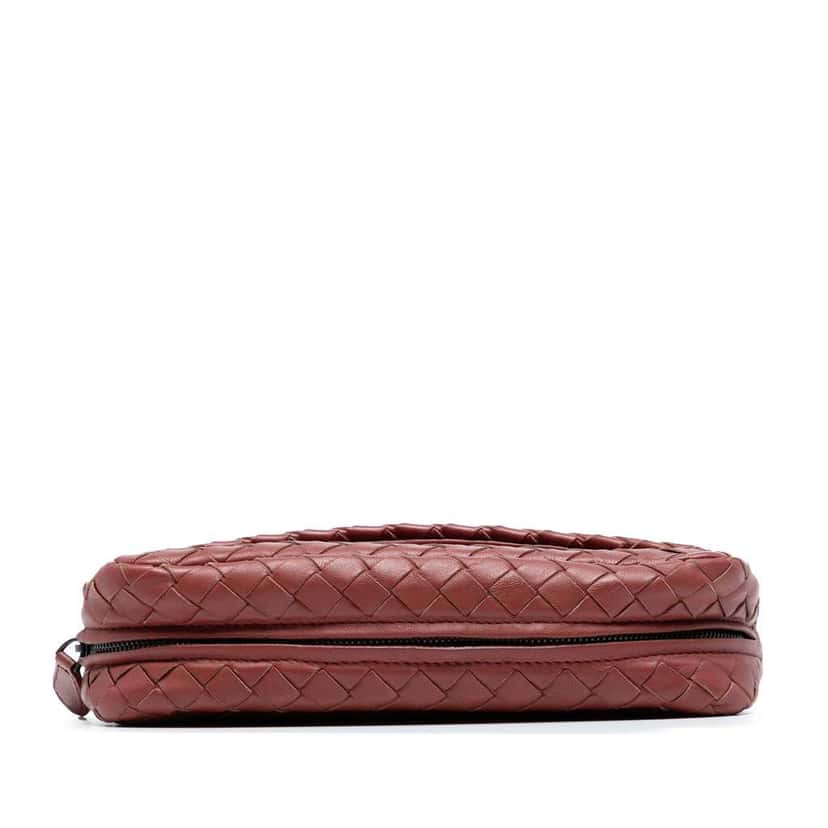 Bottega Veneta Mini Nappa Intrecciato Expandable Chain Flap Crossbody Red Leather Good condition - Inside View