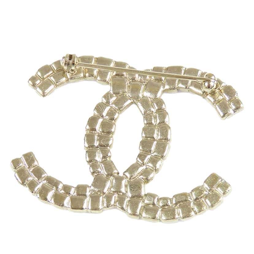 Chanel Gold Plated Enamel CC Brooch Gold Metal Good condition - Back View