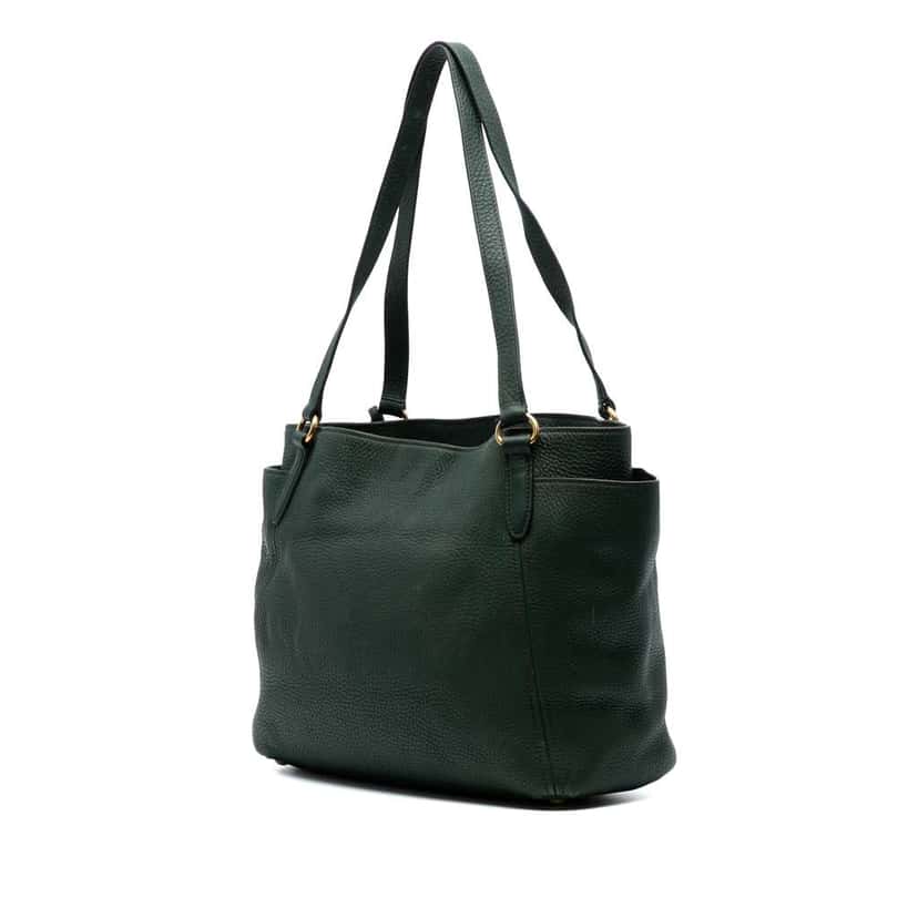 Prada Vitello Daino Double Pocket Tote Green Leather Good condition - Back View