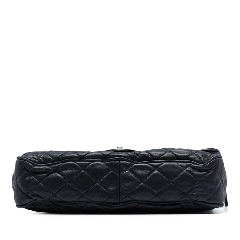 Chanel Large Quilted Iridescent Calfskin Shiva Flap Black Leather Good condition - Inside View