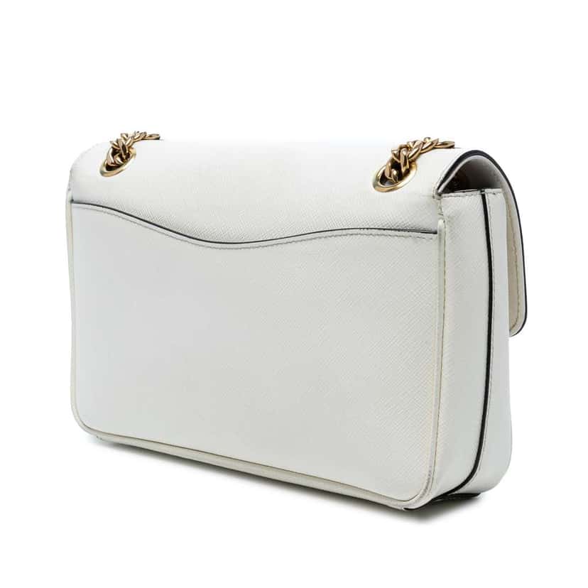 Prada Saffiano Pattina Chain Crossbody White Leather Good condition - Back View