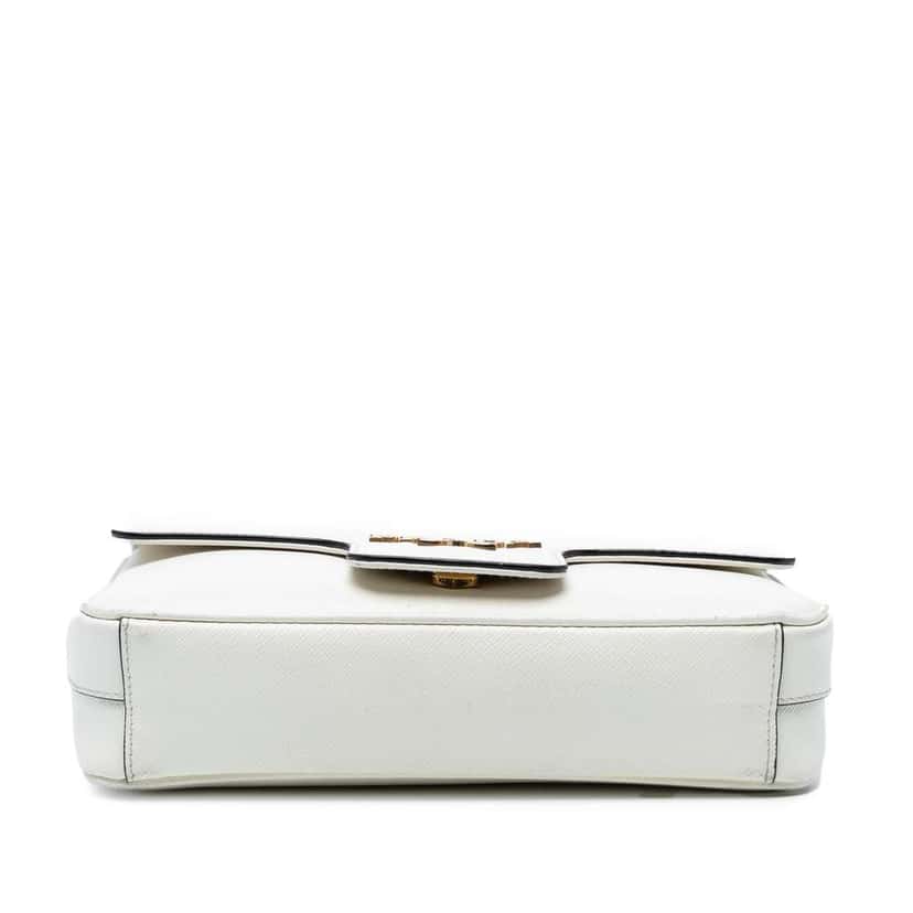 Prada Saffiano Pattina Chain Crossbody White Leather Good condition - Inside View