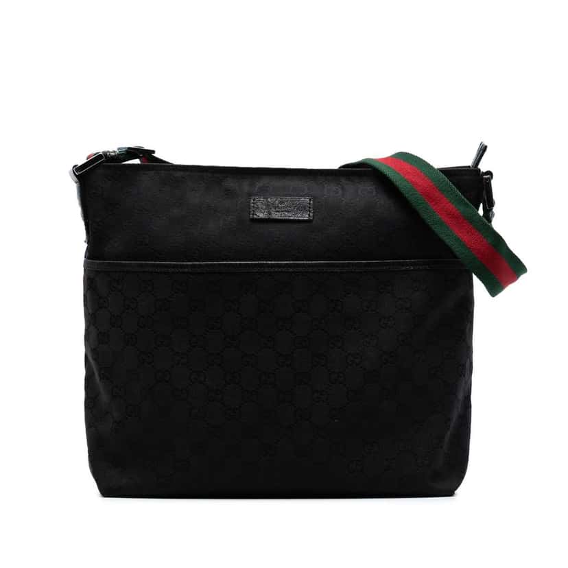 Gucci GG Canvas Web Crossbody Black Canvas Good condition - Front View