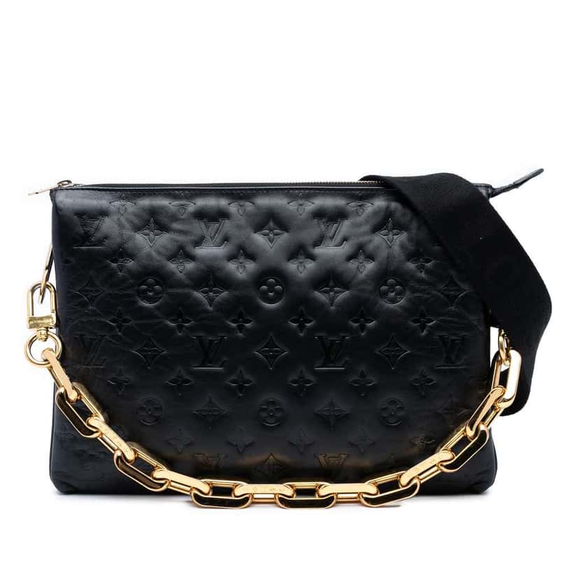 Louis Vuitton Monogram Embossed Puffy Lambskin Coussin MM Black Leather Good condition - Front View