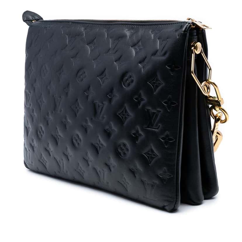 Louis Vuitton Monogram Embossed Puffy Lambskin Coussin MM Black Leather Good condition - Back View