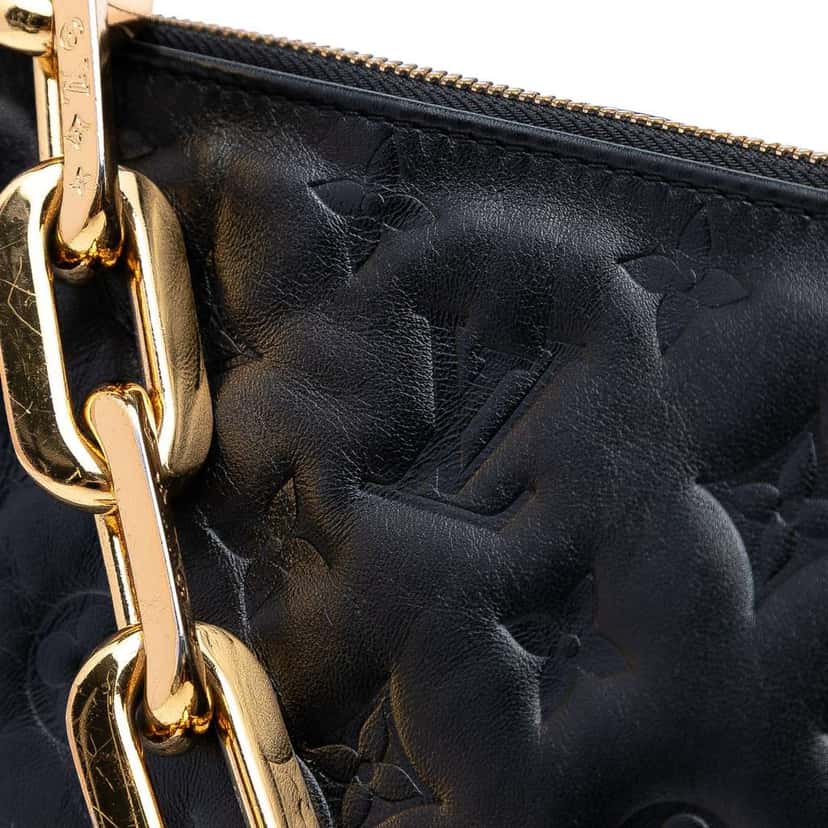 Louis Vuitton Monogram Embossed Puffy Lambskin Coussin MM Black Leather Good condition - Box View