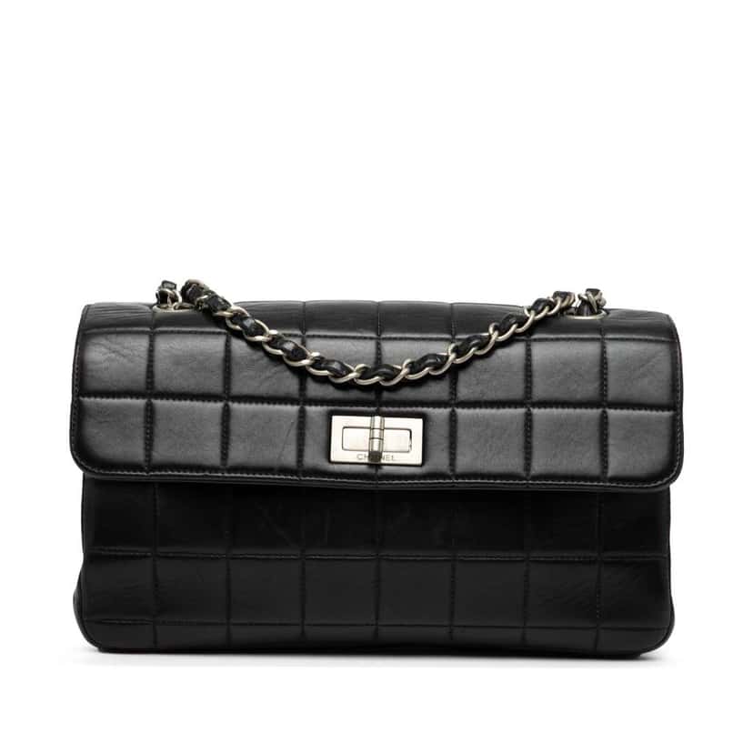 Chanel Chocolate Bar Lambskin Reissue Multipocket Flap Black Leather Good condition - Front View