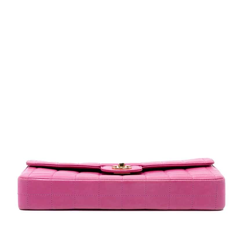 Chanel Chocolate Bar Lambskin East West Flap Pink Leather Good condition - Inside View