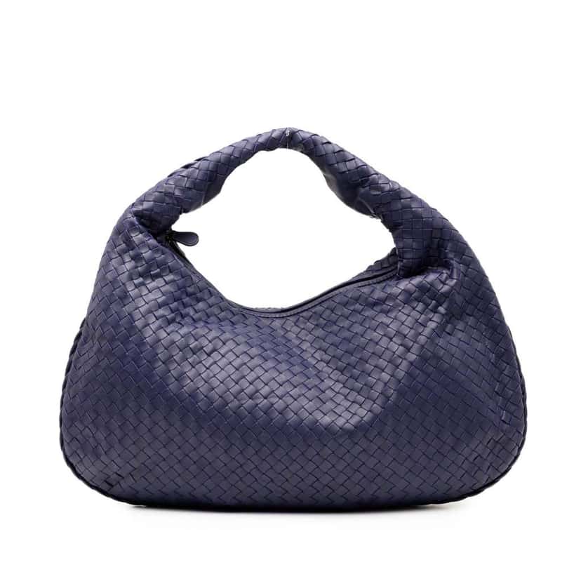 Bottega Veneta Medium Nappa Intrecciato Veneta Hobo Blue Leather Good condition - Front View