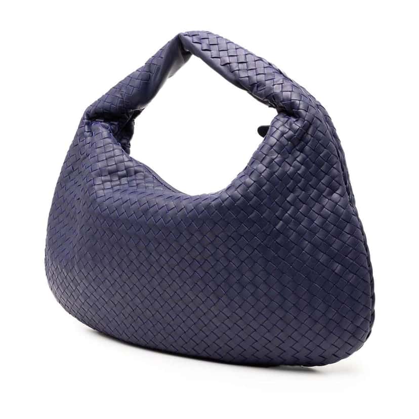 Bottega Veneta Medium Nappa Intrecciato Veneta Hobo Blue Leather Good condition - Back View