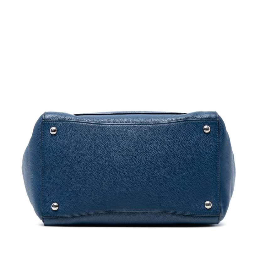 Prada Vitello Daino Front Pocket Open Convertible Tote Blue Leather Good condition - Inside View