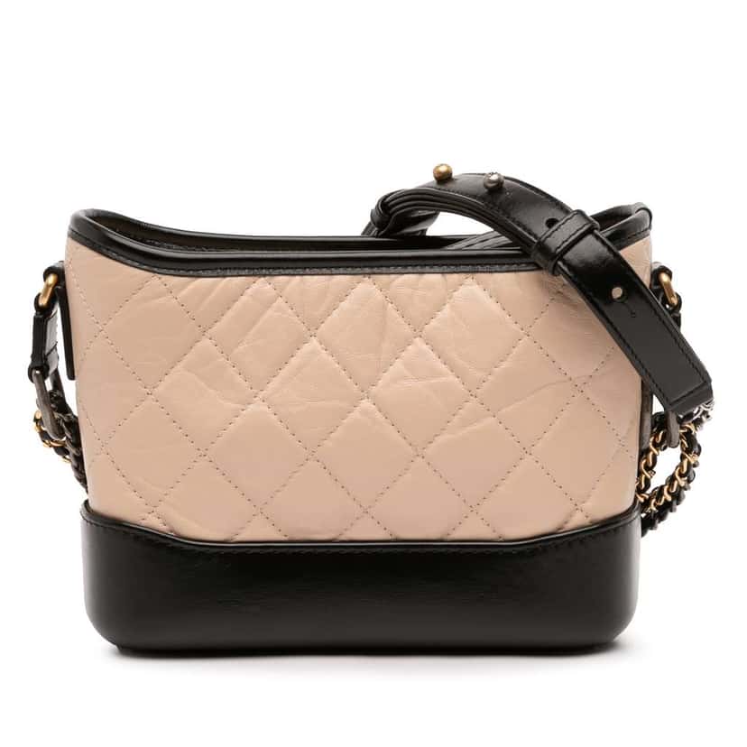 Chanel Small Quilted Aged Calfskin Gabrielle Hobo Brown Leather Good condition - Front View