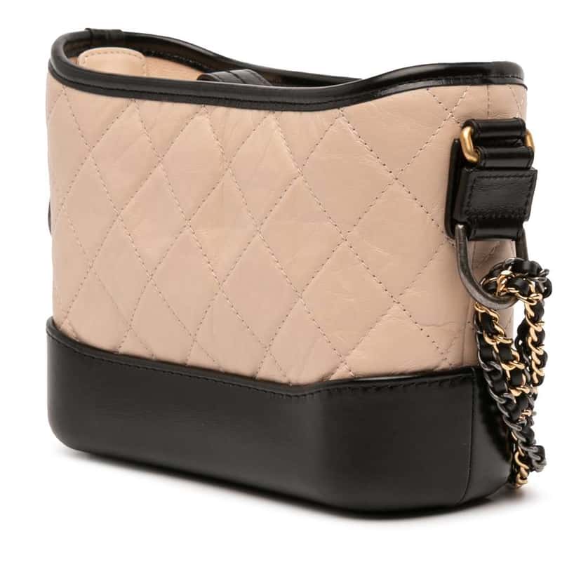 Chanel Small Quilted Aged Calfskin Gabrielle Hobo Brown Leather Good condition - Back View