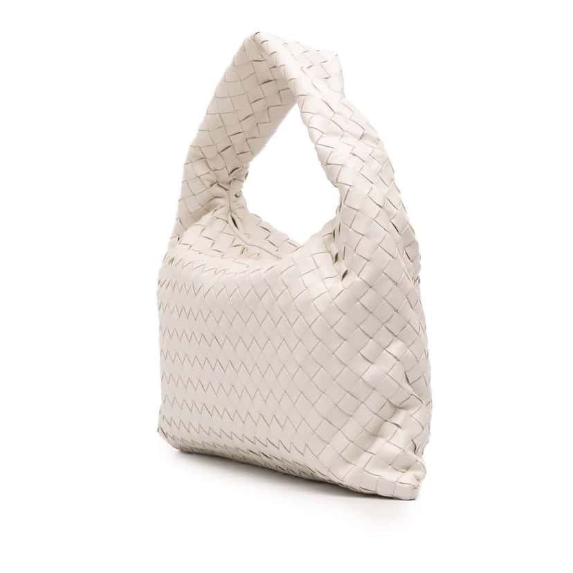 Bottega Veneta Small Calfskin Intrecciato Hop Hobo White Leather Good condition - Back View