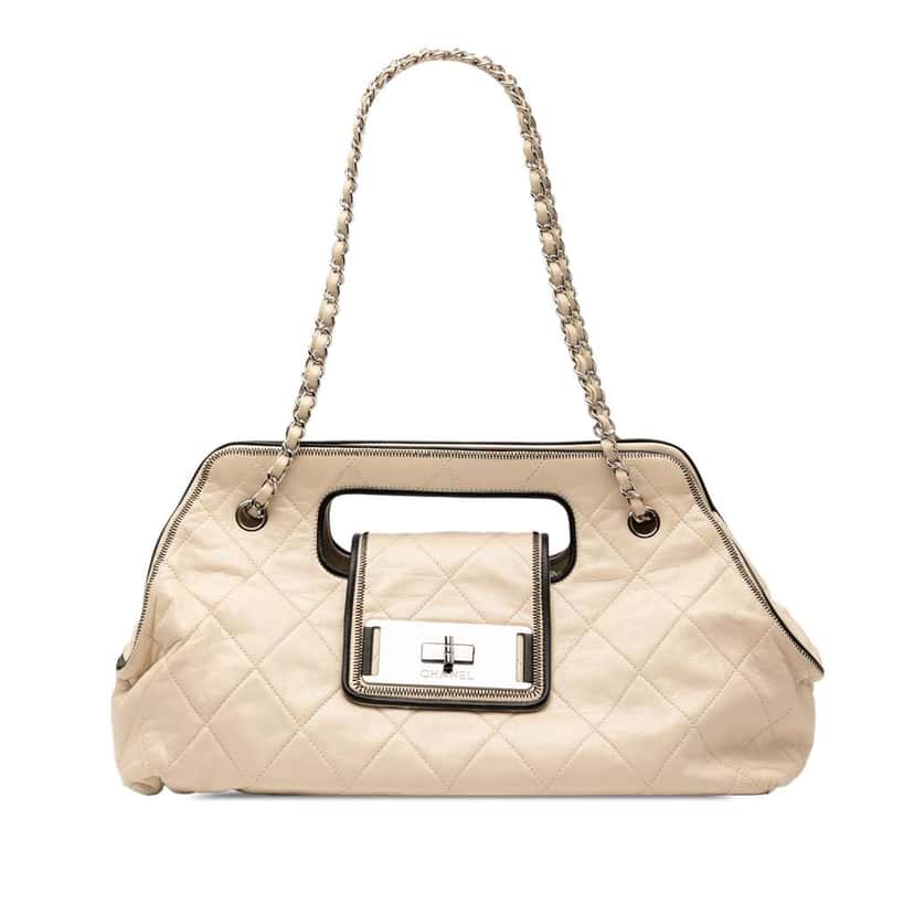 Chanel Quilted Lambskin East West Mademoiselle Accordion Flap Brown Leather Good condition - Front View