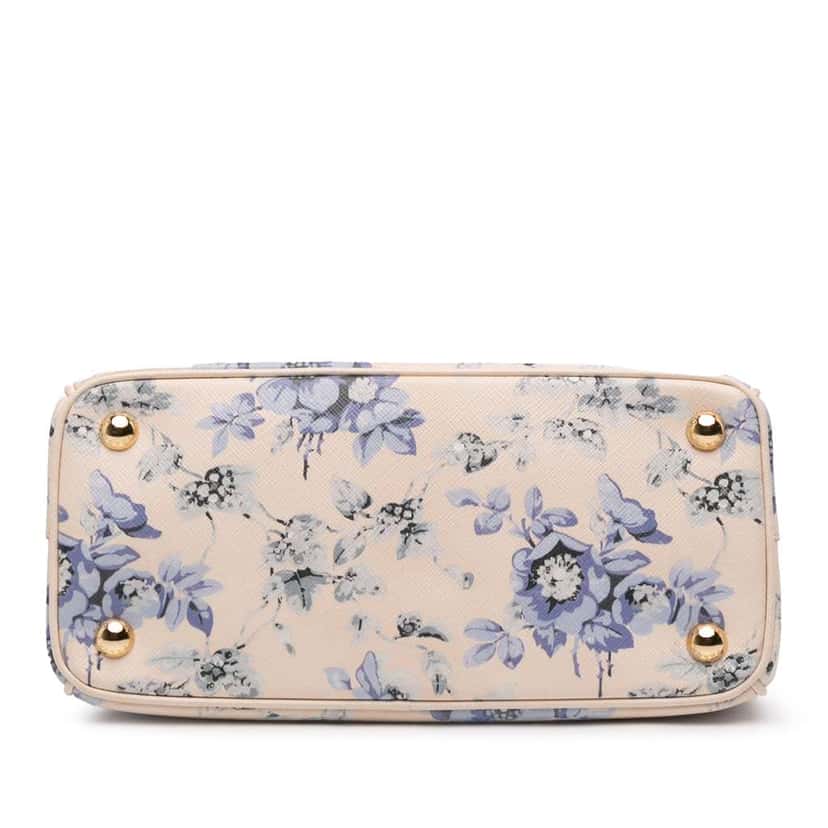Prada Small Saffiano Lux Galleria Floral Print Double Zip Satchel Pink Leather Good condition - Inside View