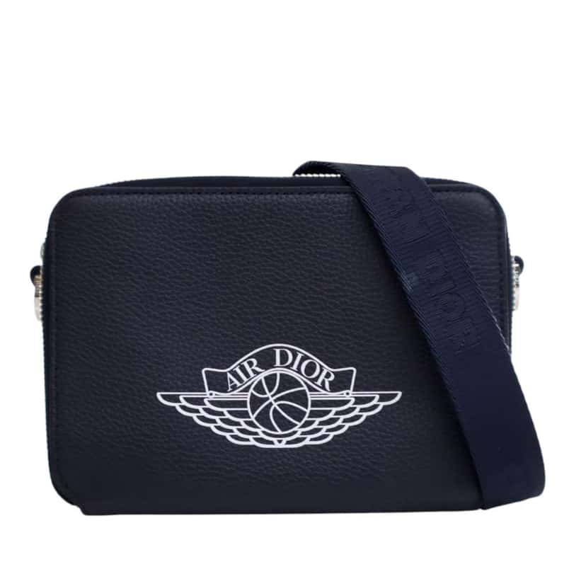 Dior Air Jordan Grained Calfskin Crossbody Blue Leather Good condition - Front View