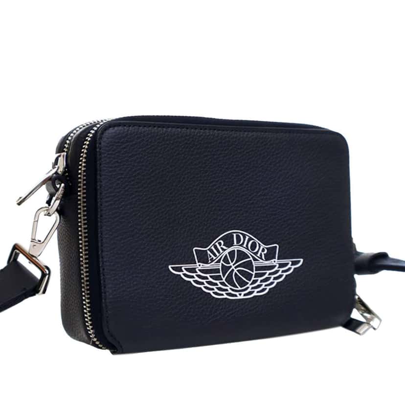 Dior Air Jordan Grained Calfskin Crossbody Blue Leather Good condition - Back View