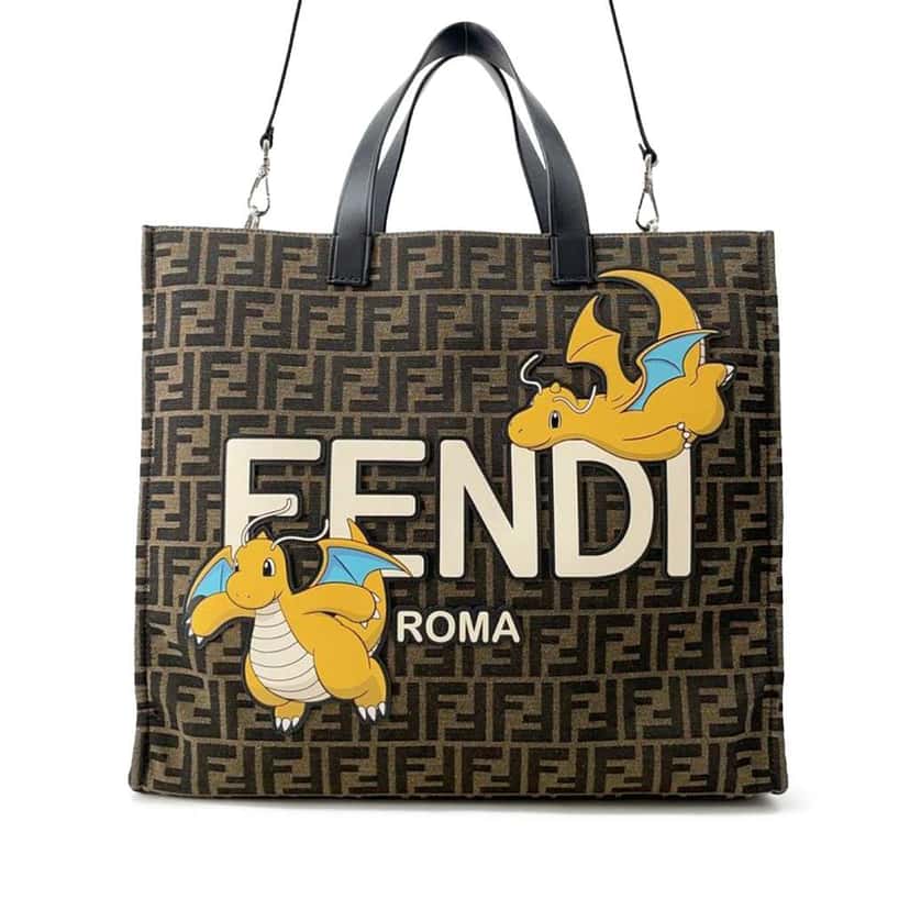 Fendi FRGMT Pokemon Zucca Canvas Shopper Tote Brown Canvas Good condition - Front View