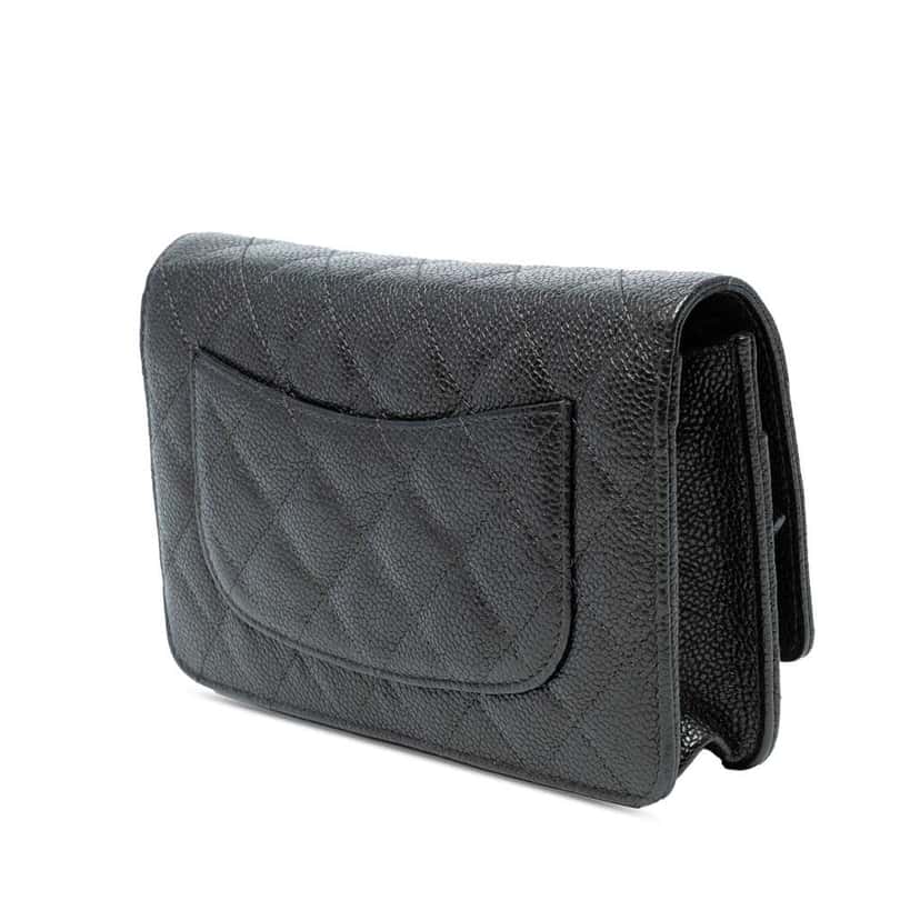 Chanel CC Quilted Caviar Wallet on Chain Black Leather Good condition - Back View