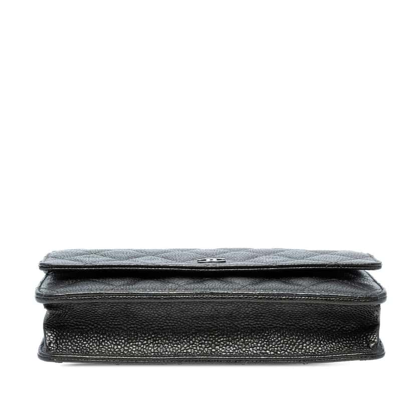 Chanel CC Quilted Caviar Wallet on Chain Black Leather Good condition - Inside View