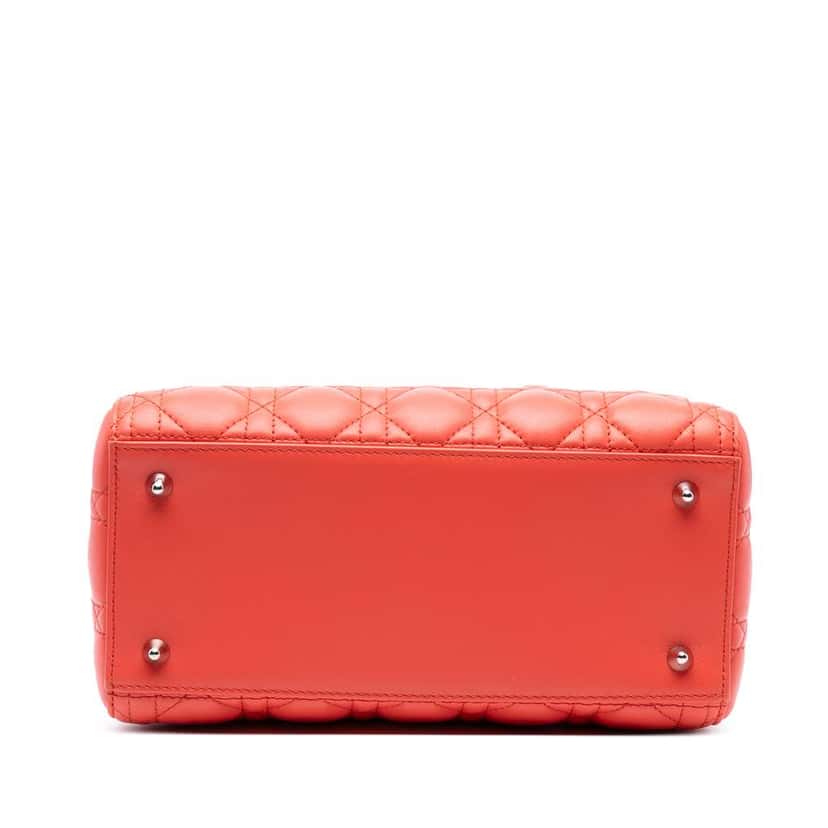 Dior Medium Lambskin Cannage Lady Dior Orange Leather Good condition - Inside View