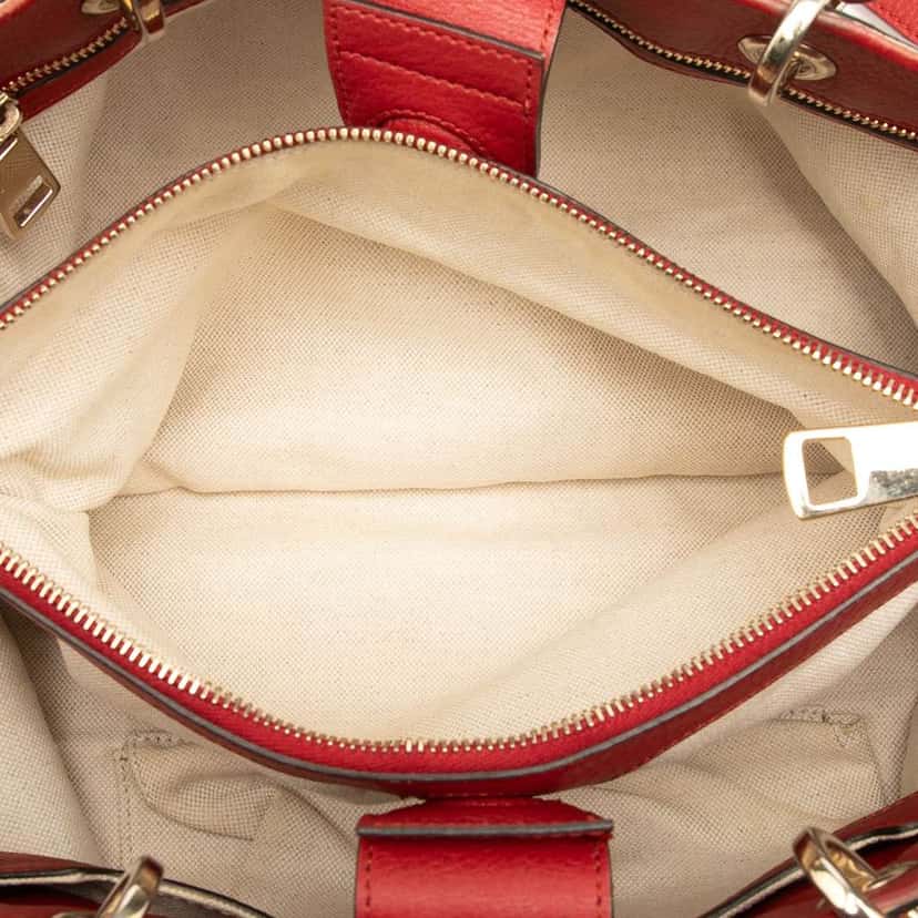 Gucci Medium Calfskin Bamboo Shopper Satchel Red Leather Good condition - Model View