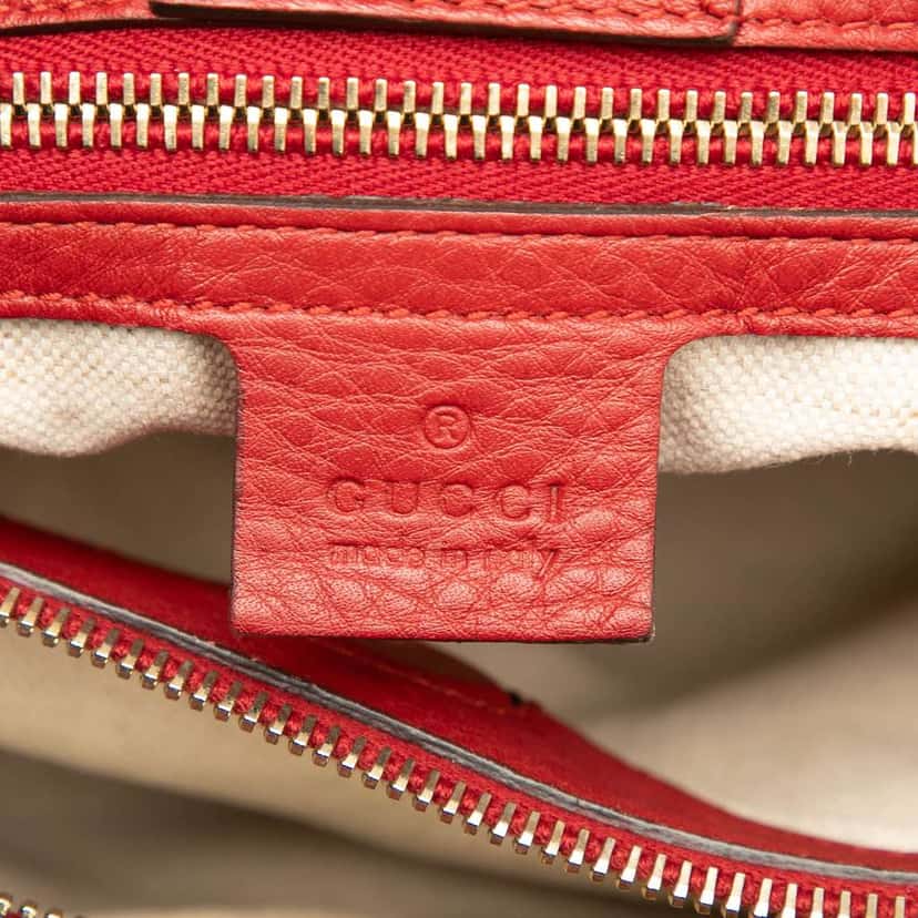 Gucci Medium Calfskin Bamboo Shopper Satchel Red Leather Good condition - Box View