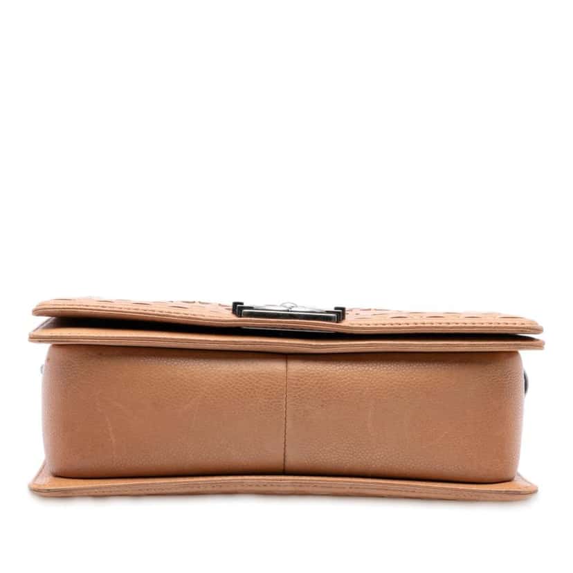 Chanel Medium Caviar Stitched Boy Flap Brown Leather Very good condition - Inside View