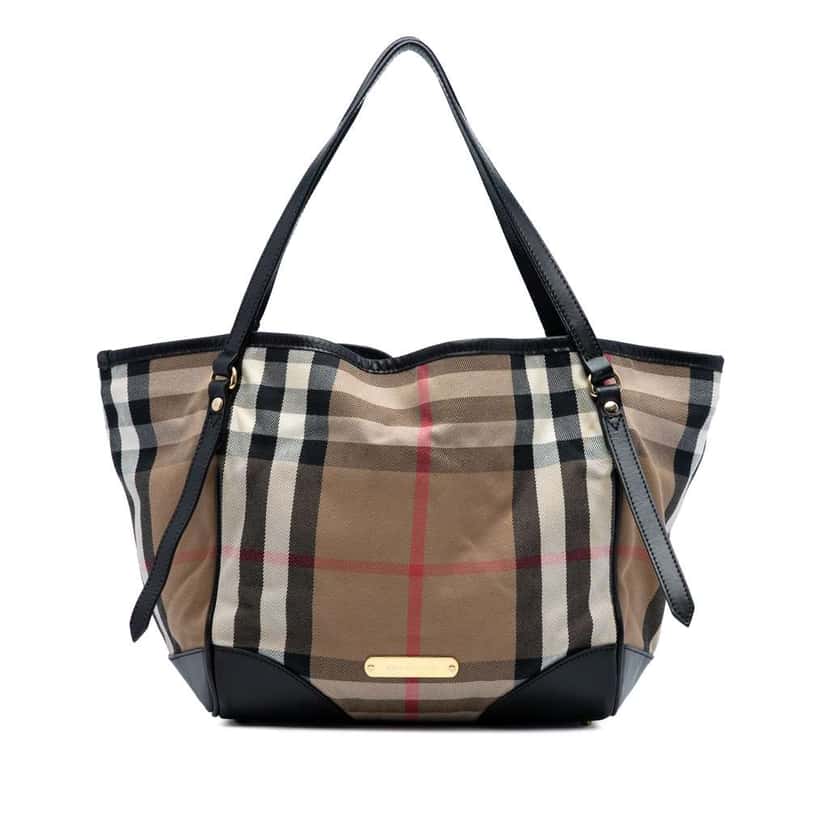 Burberry Small House Check Canvas Canterbury Tote Brown Canvas Good condition - Front View