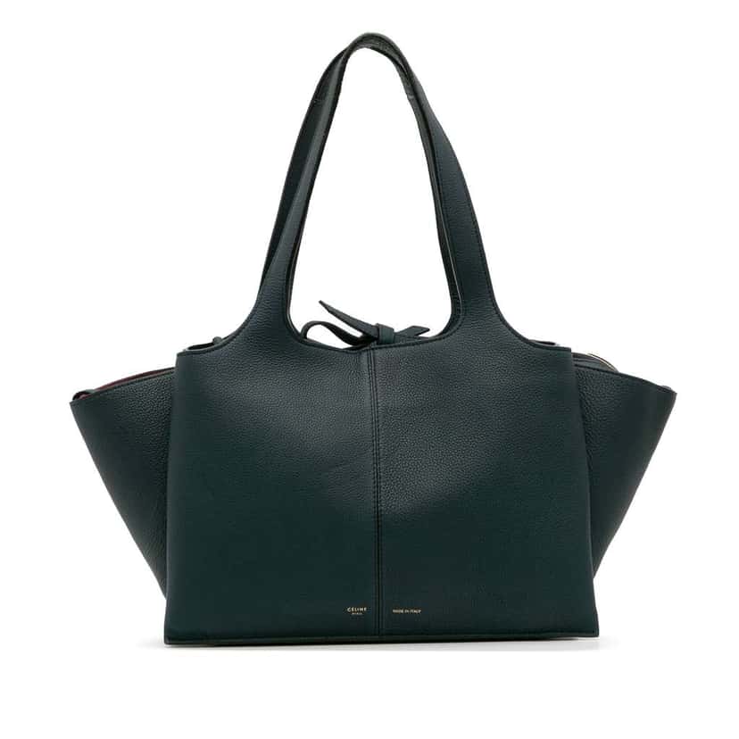 Celine Medium Calfskin Trifold Tote Blue Leather Good condition - Front View
