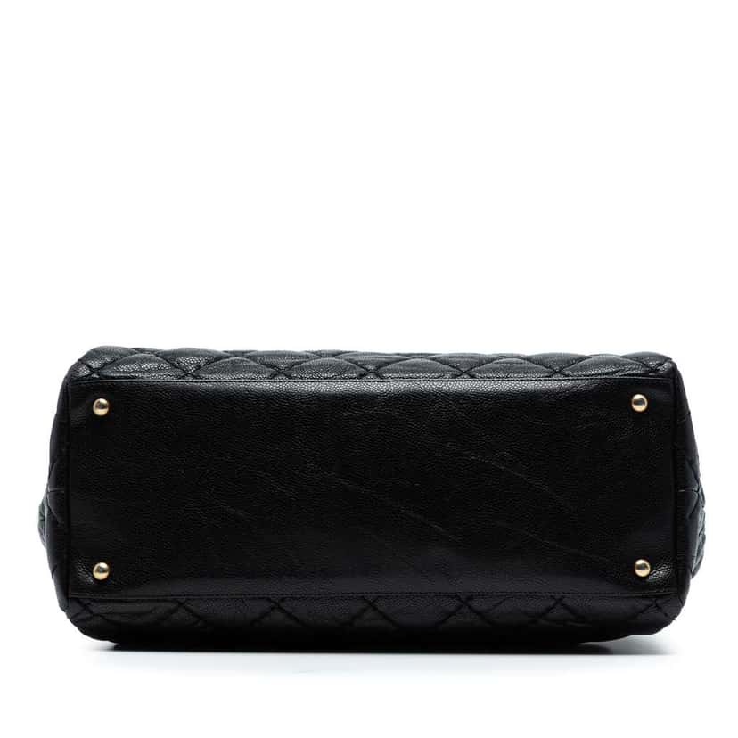 Chanel Large CC Quilted Glazed Caviar Coco Pleats Tote Black Leather Good condition - Inside View