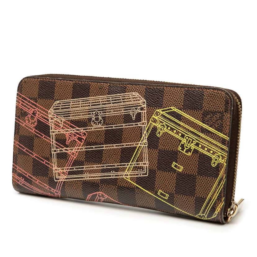 Louis Vuitton Damier Ebene Inventuer Trunks and Locks Zippy Wallet Brown Good condition - Back View