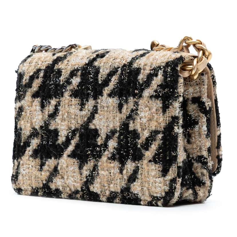 Chanel Houndstooth Tweed 19 Wallet On Chain Brown Tweed Good condition - Back View