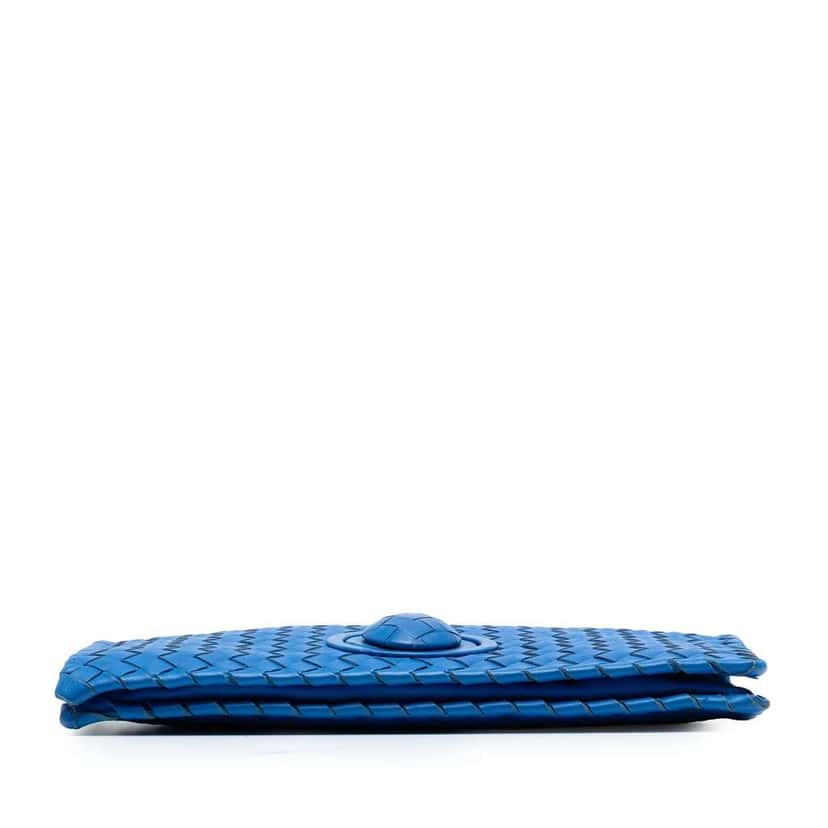 Bottega Veneta Nappa Intrecciato Turn Lock Clutch Blue Leather Good condition - Inside View