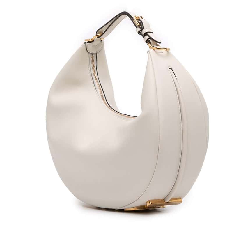 Fendi Medium Leather Fendigraphy Hobo White Leather Good condition - Back View