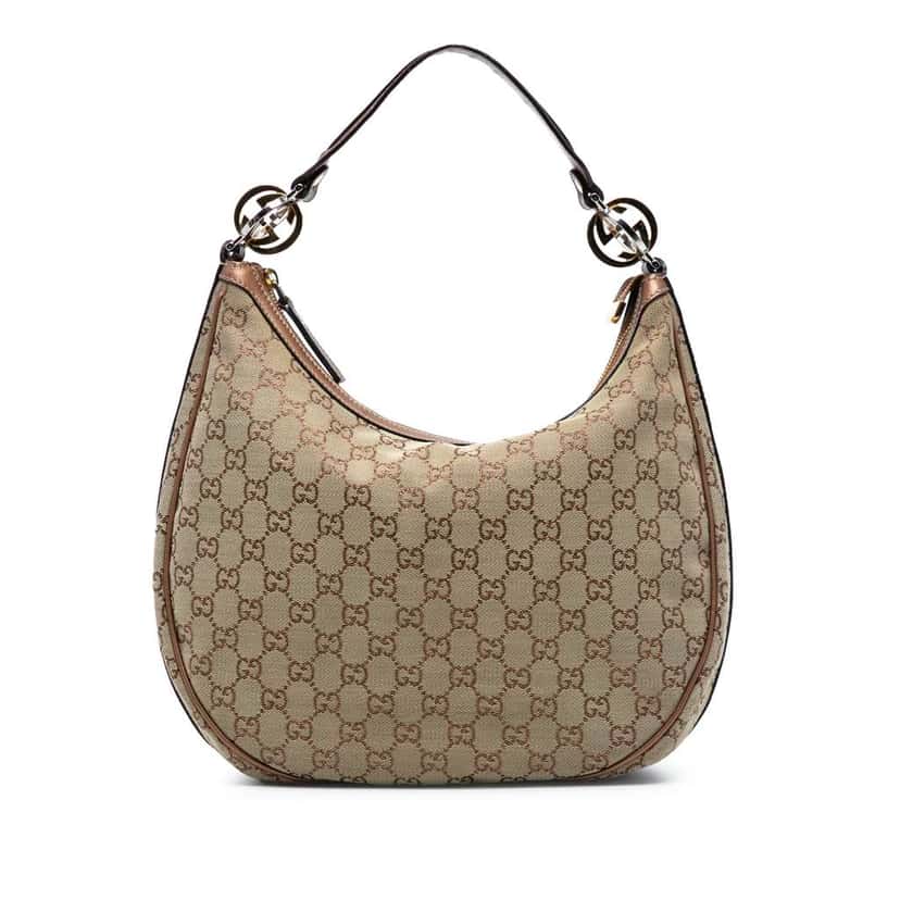 Gucci Medium GG Canvas Twins Hobo Brown Canvas Good condition - Front View