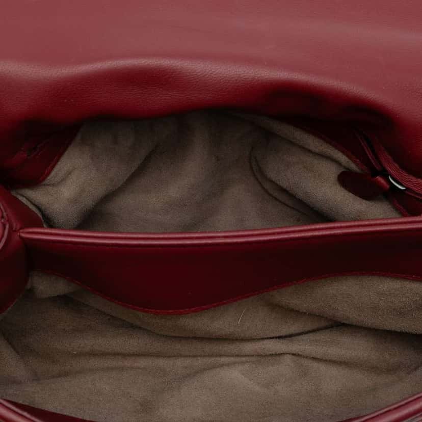 Bottega Veneta Small Nappa Intrecciato Olimpia Shoulder Bag Red Leather Good condition - Model View