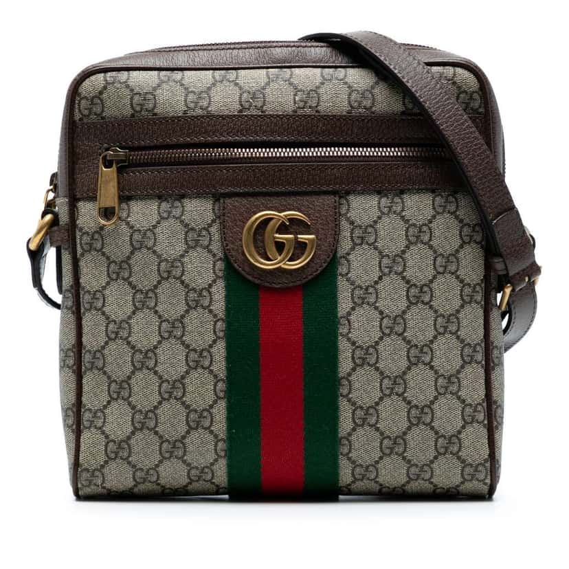 Gucci Small GG Supreme Web Ophidia Messenger Bag Brown Canvas Good condition - Front View