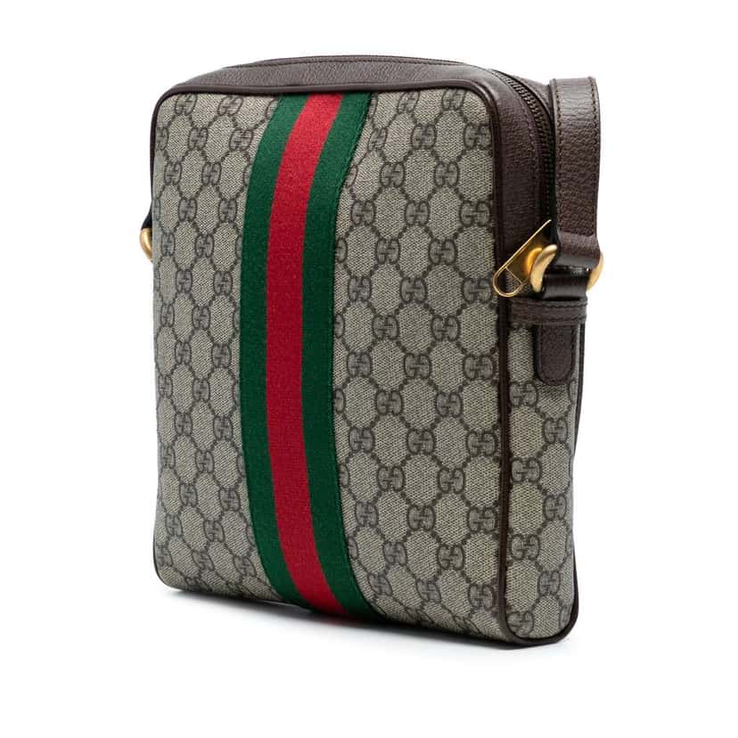 Gucci Small GG Supreme Web Ophidia Messenger Bag Brown Canvas Good condition - Back View