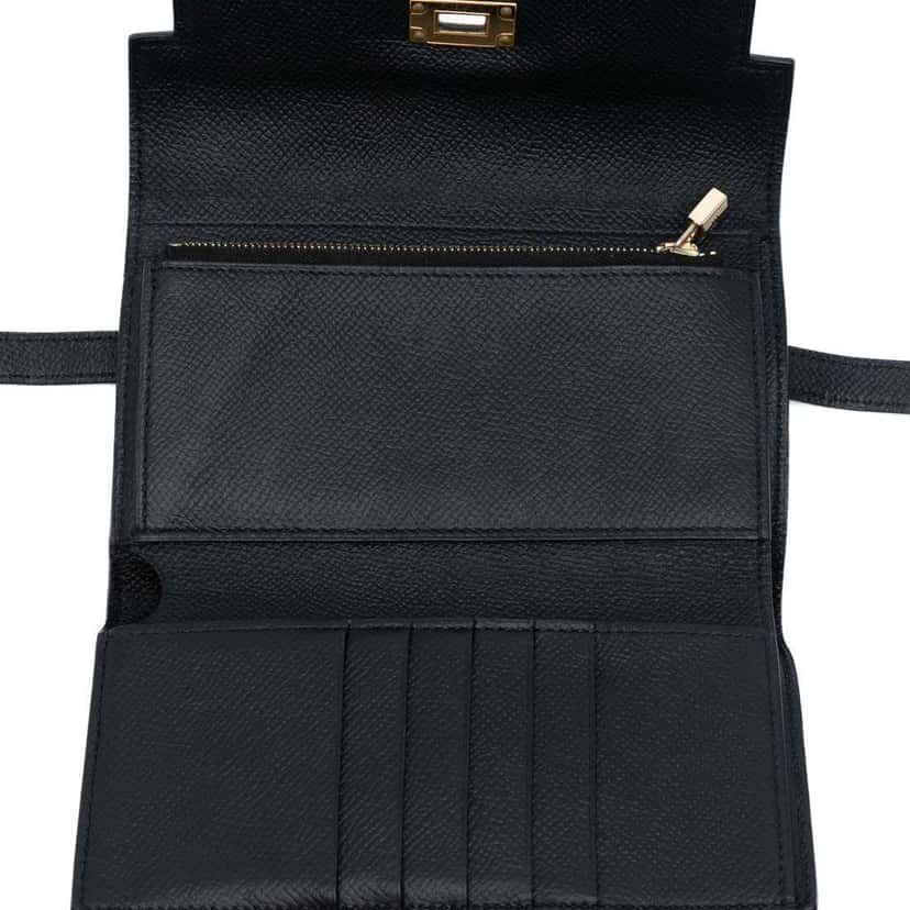 Hermès Medium Epsom Kelly Depliant Wallet Black Leather Good condition - Model View