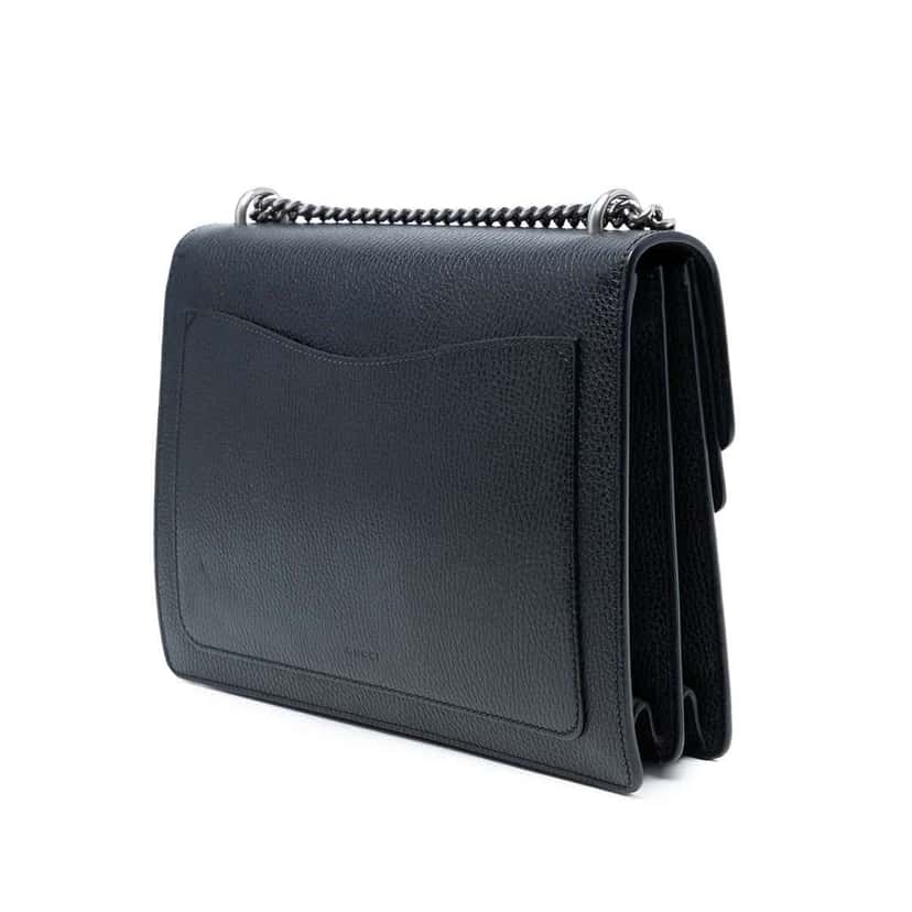 Gucci Medium Calfskin Dionysus Shoulder Bag Black Leather Good condition - Back View