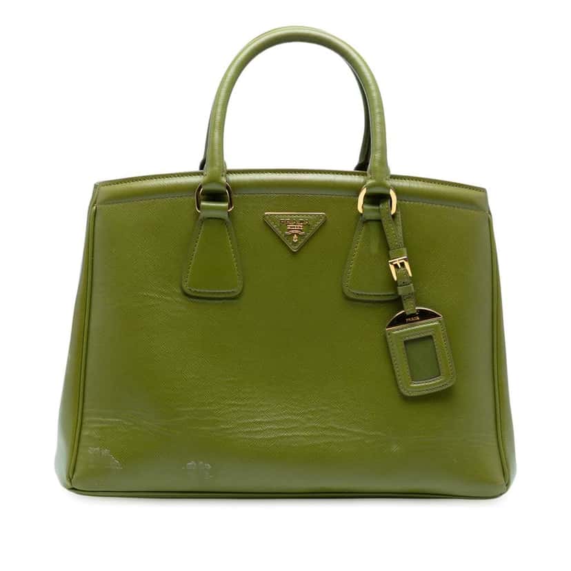 Prada Saffiano Vernice Parabole Tote Green Leather Good condition - Front View